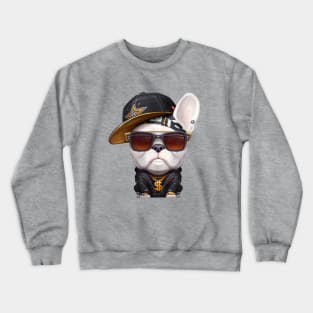 White French Bulldog Hip-Hop Super Star Crewneck Sweatshirt